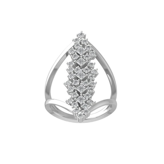ARAIYA FINE JEWELRY Sterling Silver Round and Princess shape Lab Grown Diamond Band Ring (1 cttw, VS Clarity, D-F Color) Size 8.5