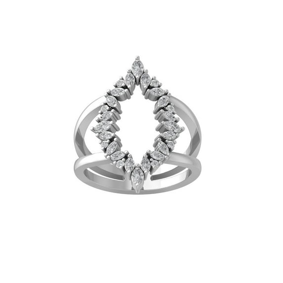 ARAIYA FINE JEWELRY Sterling Silver Round and marquise-shape Diamond Fashion Wedding Band Ring (7/8 cttw, I-J Color, I1 Clarity) Size 8.5