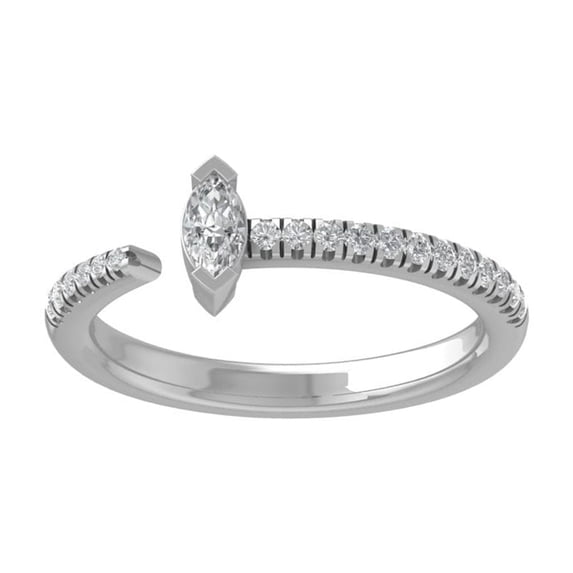 ARAIYA FINE JEWELRY Sterling Silver Round and marquise-shape Diamond Fashion Wedding Ring (1/4 cttw, I-J Color, I2-I3 Clarity) Size 5