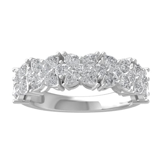 ARAIYA FINE JEWELRY Sterling Silver Round and princess-shape Diamond Fashion Band Ring (1 1/3 cttw, I-J Color, I2-I3 Clarity) Size 6.5