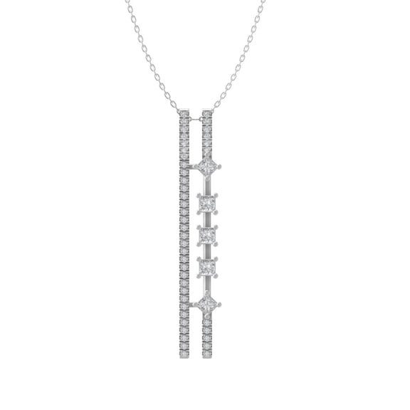 ARAIYA FINE JEWELRY Sterling Silver Round and princess-shape Diamond Fashion Pendant with Silver Cable Chain Necklace (1/2 cttw, I-J Color, I2-I3 Clarity) 18"