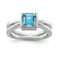 thumbnail image 1 of ARAIYA FINE JEWELRY Sterling Silver Square Blue Topaz Solitaire Ring Size 7.5, 1 of 5