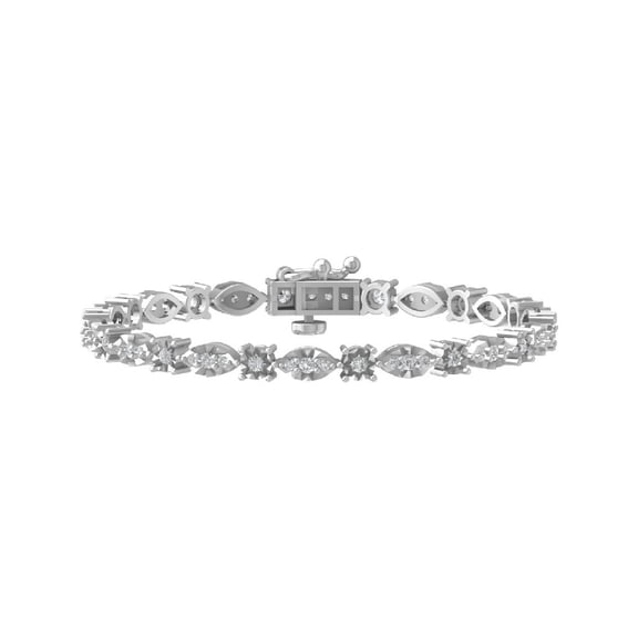 ARAIYA FINE JEWELRY 10K White Gold Lab Grown Diamond Bangle Bracelet (1 1/2 cttw, D-E Color, VS Clarity) 7"