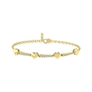 ARAIYA FINE JEWELRY&nbsp;10K Yellow Gold Lab Grown Diamond Heart Link Bracelet (1/4 cttw, D-E Color, VS Clarity) 7"