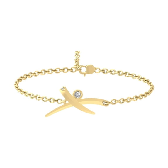 ARAIYA FINE JEWELRY 10K Yellow Gold Lab Grown Diamond Link Bracelet (1/20 cttw, D-E Color, VS Clarity) 7"