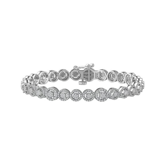 ARAIYA FINE JEWELRY&nbsp;14K White Gold Lab Grown Diamond Bangle Bracelet (2 cttw, D-E Color, VS Clarity) 7"