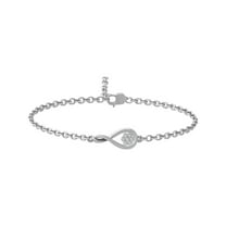 ARAIYA FINE JEWELRY 14K White Gold Lab Grown Diamond Link Bracelet (1/20 cttw, D-E Color, VS Clarity) 7"