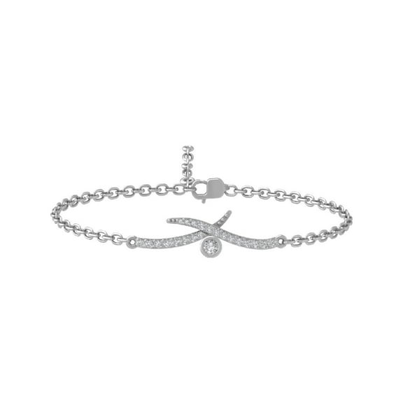ARAIYA FINE JEWELRY&nbsp;14K White Gold Lab Grown Diamond Link Bracelet (1/5 cttw, D-E Color, VS Clarity) 7"