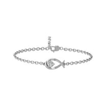 ARAIYA FINE JEWELRY 14K White Gold Lab Grown Diamond Link Bracelet (1/8 cttw, D-E Color, VS Clarity) 7"