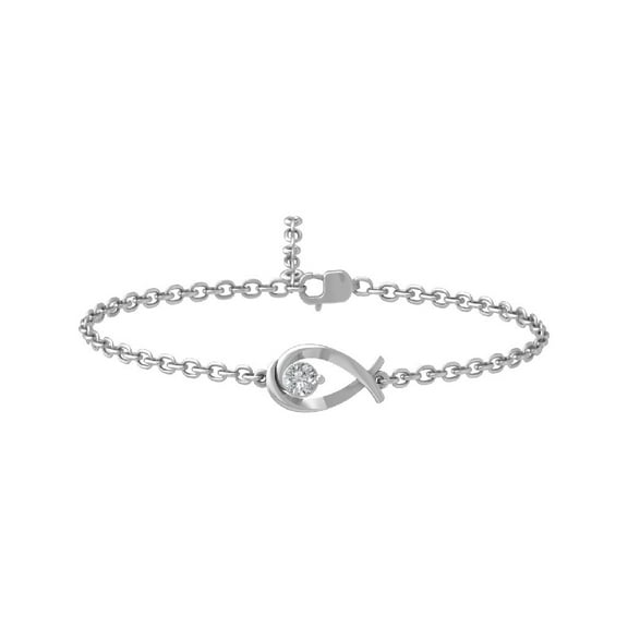 ARAIYA FINE JEWELRY&nbsp;14K White Gold Lab Grown Diamond Link Bracelet (1/8 cttw, D-E Color, VS Clarity) 7"