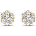 thumbnail image 1 of ARAIYA JEWELRY 10K Yellow Gold Diamond Cluster Stud Earrings for Women (1/5 Cttw, I-J Color, I2-I3 Clarity), 1 of 8