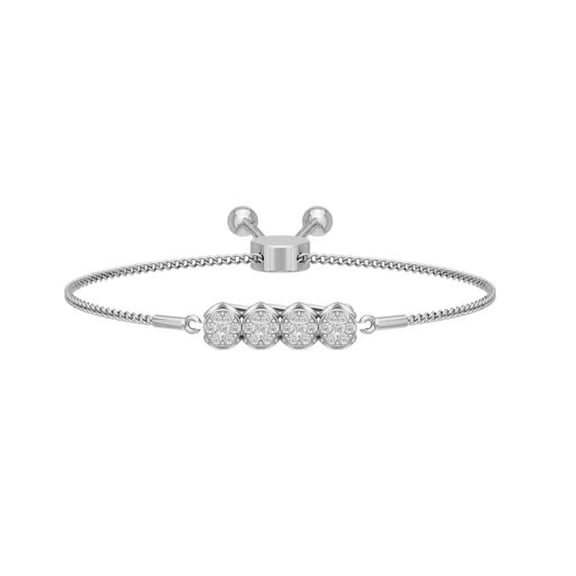 ARAIYA JEWELRY 10k White Gold Diamond Cluster Bolo Bracelet (1/3 Cttw, I-J/ I2-I3), 7"