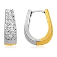thumbnail image 1 of ARAIYA JEWELRY 14K Two-Tone Gold Oval Diamond Cut Textured Earrings for Women, 1 of 3