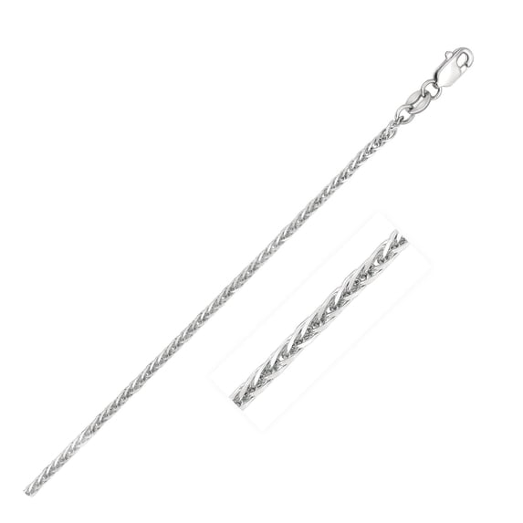 ARAIYA JEWELRY 14K White Gold 1.8mm Square Wheat Chain 16'' for Women or Men