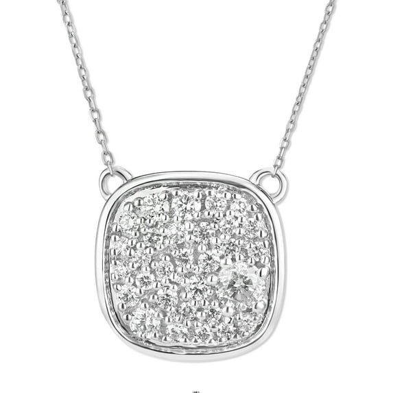 Araiya Fine Jewelry 14K White Gold Diamond Cluster Pendant Necklace for Women (1/3 Cttw, H-I Color, I1-I2 Clarity), 18"