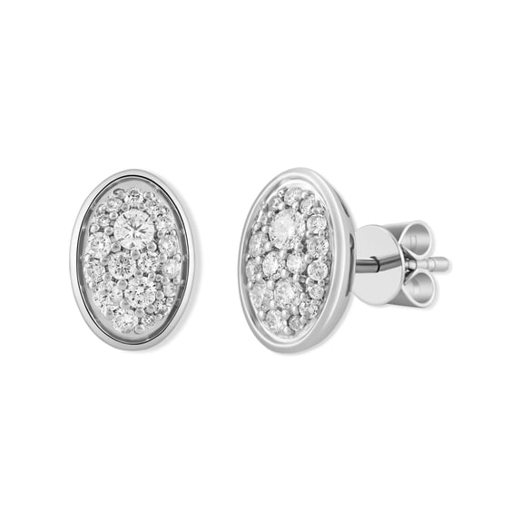 ARAIYA JEWELRY 14K White Gold Diamond Cluster Stud Earrings for Women (1/2 cttw, H-I Color, I2 Clarity)