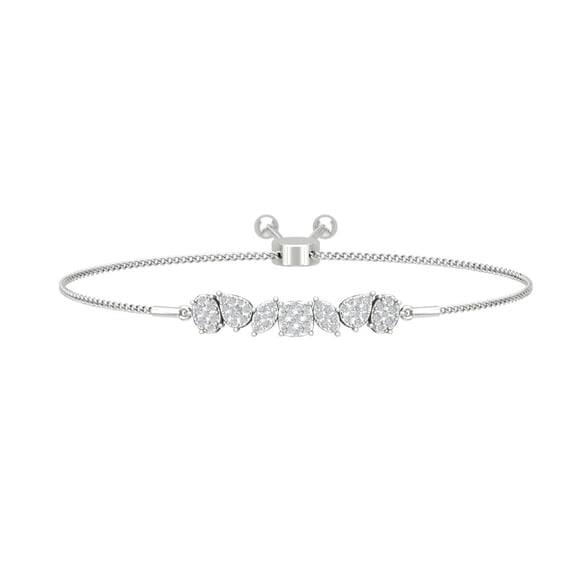 ARAIYA JEWELRY 14k White Gold Diamond Bolo Bracelet (5/8 Cttw, I-J/ I2-I3), 7"