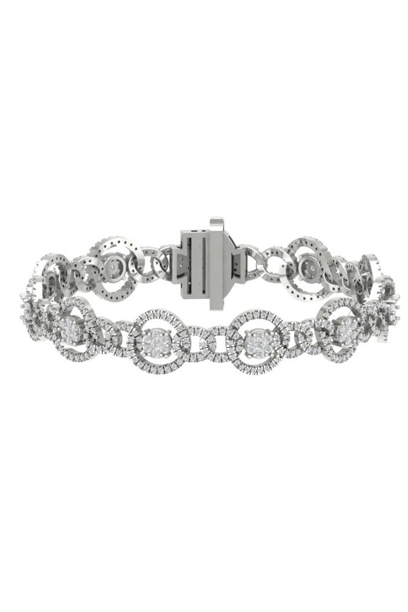 JEWELRY 14k White Gold Diamond Link Bracelet (3 1/2 Cttw, I-J/ I2-I3), 7"