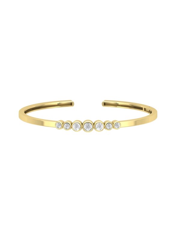 JEWELRY 14k Yellow Gold Diamond Bangle Bracelet (1/4 Cttw, I-J/ I2-I3), 7"