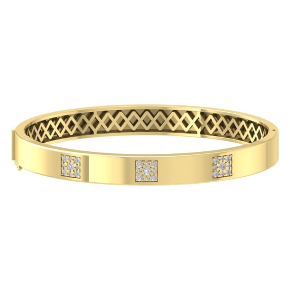 ARAIYA JEWELRY 14k Yellow Gold Diamond Bangle Bracelet (3/4 Cttw, I-J/ I2-I3), 7.5"