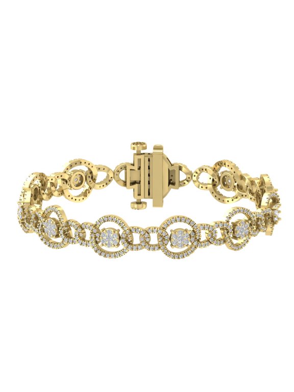 JEWELRY 14k Yellow Gold Diamond Link Bracelet (3 1/2 Cttw, I-J/ I2-I3), 7"