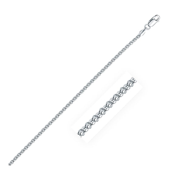 ARAIYA JEWELRY 925 Sterling Silver 2.54 mm Rhodium Plated Popcorn Chain 20'' for Women