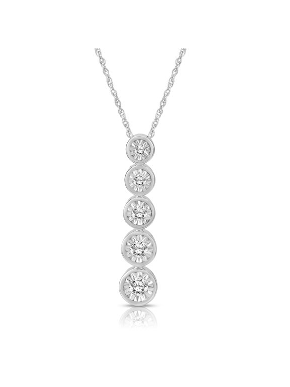JEWELRY 925 Sterling Silver Diamond Journey Pendant Necklace for Women (1/3 Cttw, I-J Color, I2-I3 Clarity), 18"
