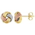 thumbnail image 1 of ARAIYA JEWELRY Love Knot Postback Stud Earrings for Women in 14K Tri Color Gold, 1 of 5