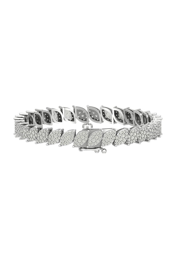 Fine Jewelry Sterling Silver Diamond Bangle Bracelet (4 Cttw, I-J/ I2-I3), 7"