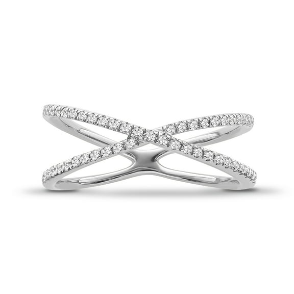 ARAIYA JEWELRY Sterling Silver Diamond Criss Cross Band Ring for Women (1/5 Cttw, I-J Color, I2-I3 Clarity), Size 6