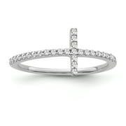ARAYA FINE ARAIYA JEWELRY Sterling Silver Diamond Cross Band Ring for Women (1/6 Cttw, I-J Color, I2-I3 Clarity), Size 8