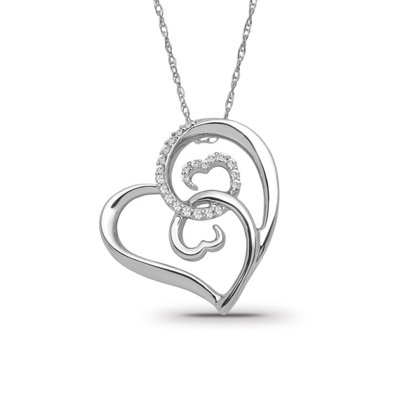 ARAIYA JEWELRY Sterling Silver Diamond Heart Pendant Necklace for Women (1/10 Cttw, I-J Color, I2-I3 Clarity), 18"