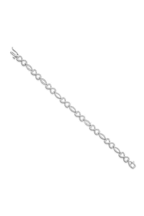 JEWELRY Sterling Silver Diamond Infinity Bracelet for Women (1 Cttw, I-J Color, I2-I3 Clarity), 7"