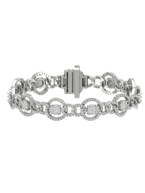 JEWELRY Sterling Silver Diamond Link Bracelet (3 1/2 Cttw, I-J/ I2-I3), 7"