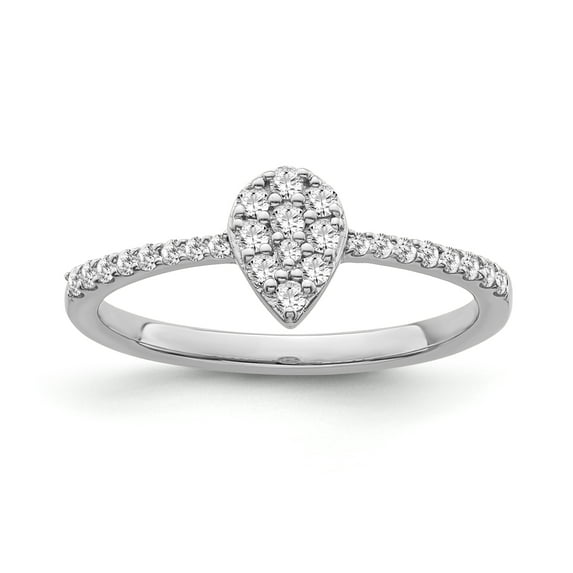ARAIYA JEWELRY Sterling Silver Diamond Pear Shape Ring for Women (1/5 Cttw, I-J Color, I2-I3 Clarity), Size 6