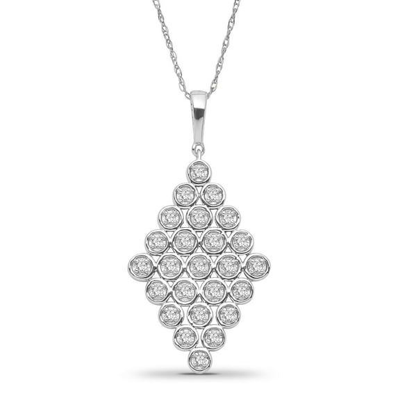 ARAIYA JEWELRY Sterling Silver Diamond Rhombus Pendant Necklace for Women (1/3 Cttw, I-J Color, I2-I3 Clarity), 18"