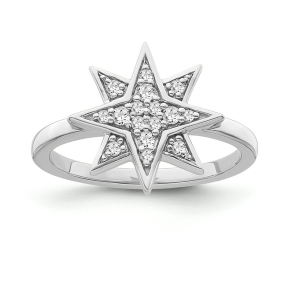 ARAIYA JEWELRY Sterling Silver Diamond Star Ring for Women (1/6 Cttw, I-J Color, I2-I3 Clarity), Size 6