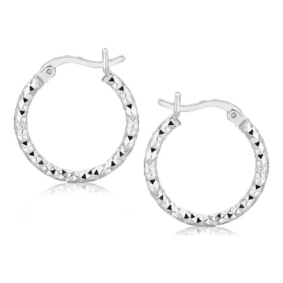 ARAIYA JEWELRY Sterling Silver Rhodium Plated Faceted Design Hoop Earrings for Women