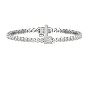ARAIYA JEWELRY Sterling Silver Round and Baguette Diamond Bangle Bracelet (2 1/2 Cttw, I-J/ I2-I3), 7"
