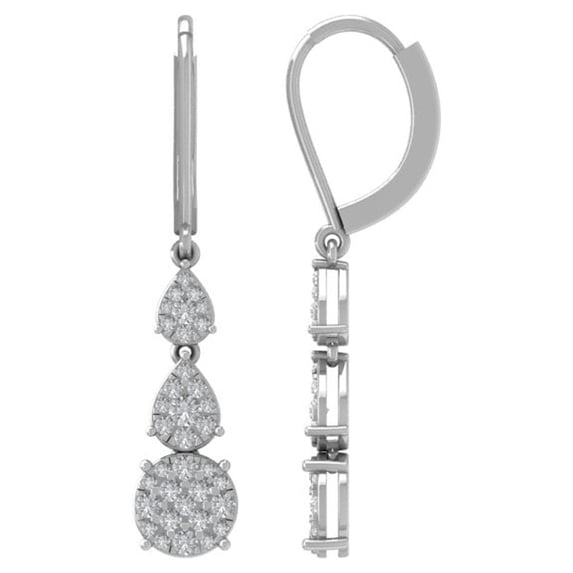 ARAIYA Sterling Silver Cluster Diamond Dangle Earrings (3/4 cttw, I2-I3 Clarity, I-J Color)