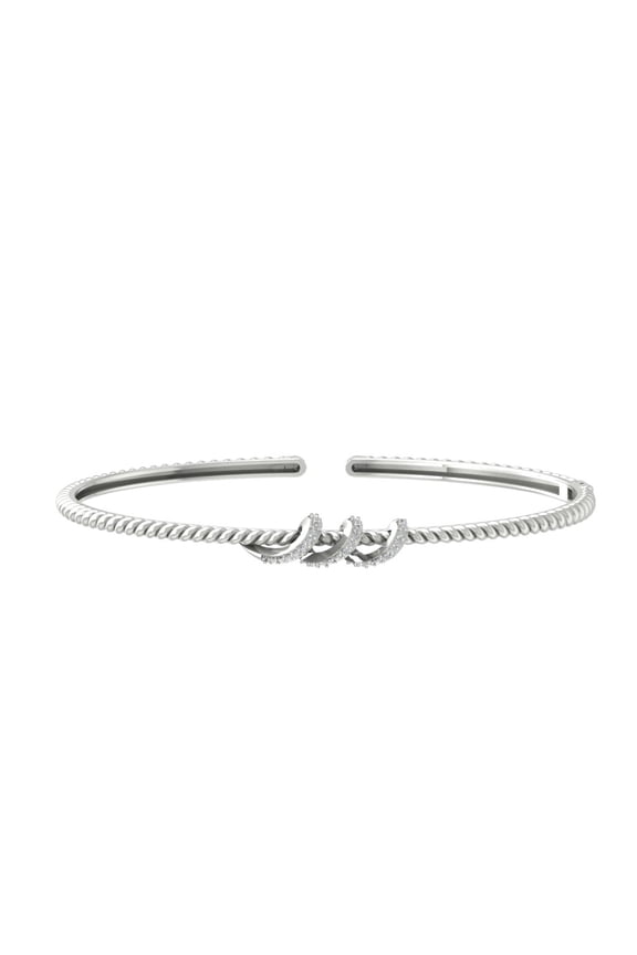 Sterling Silver Lab Grown Diamond Bangle Bracelet (1/8 cttw, VS Clarity, D-E Color) 7"
