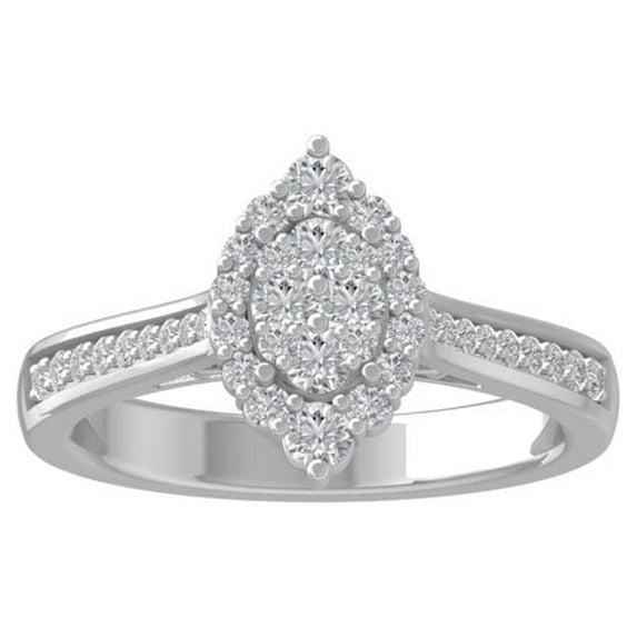 ARAIYA Sterling Silver Round Cluster Diamond Engagement Ring (1/2 cttw, I-J Color, I2-I3 Clarity), Size 5.5