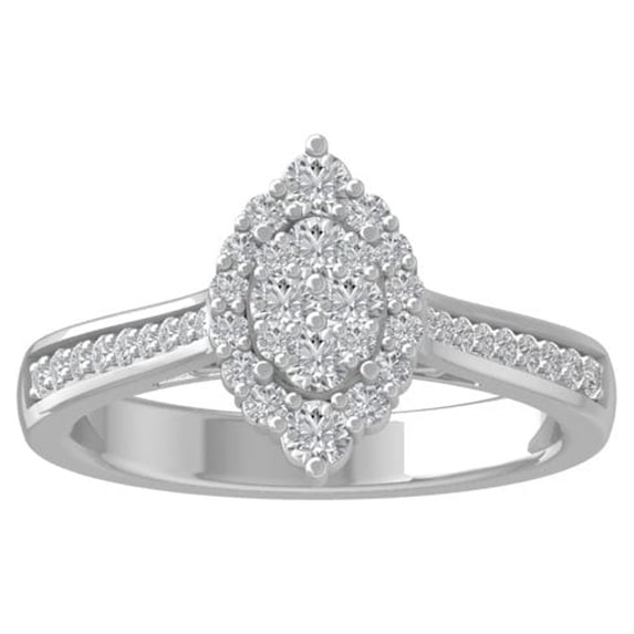 ARAIYA Sterling Silver Round Cluster Diamond Engagement Ring (1/2 cttw, I-J Color, I2-I3 Clarity), Size 8.5