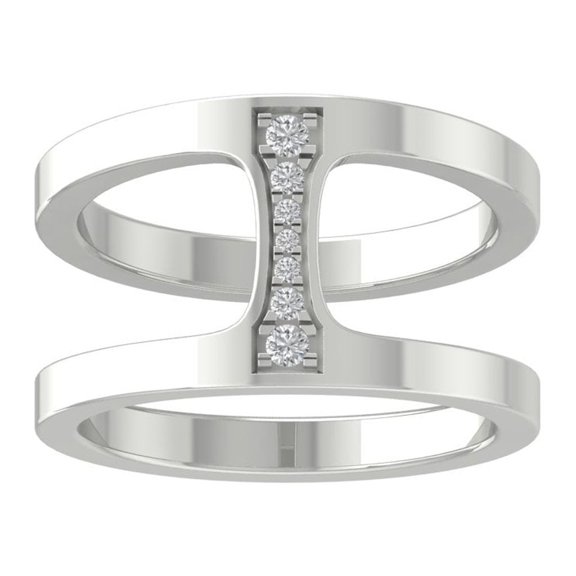 ARAIYA Sterling Silver Round Diamond Fashion Band Ring (1/10 cttw, I-J Color, I2-I3 Clarity), Size 5.5