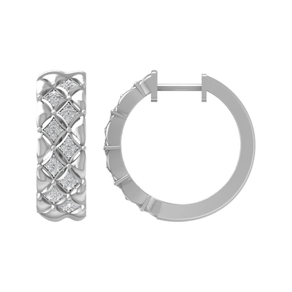 ARAIYA Sterling Silver Round Diamond Hoop Earrings (1/3 cttw, I2-I3 Clarity, I-J Color)