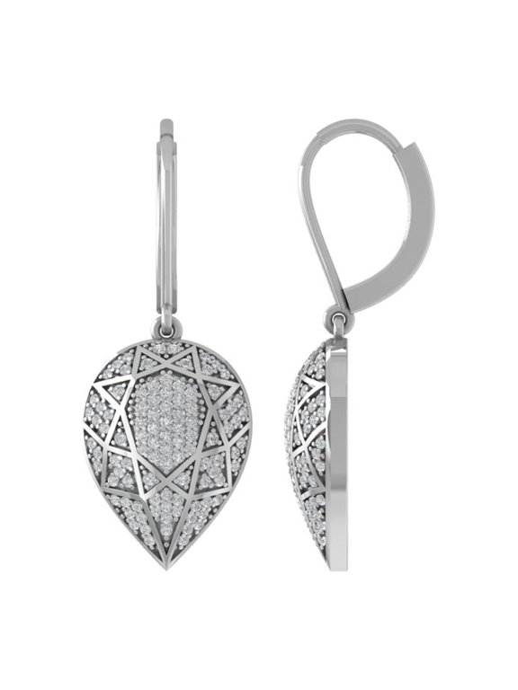 Sterling Silver Round Diamond leaf Dangle Earrings (1/2 cttw, I2-I3 Clarity, I-J Color)