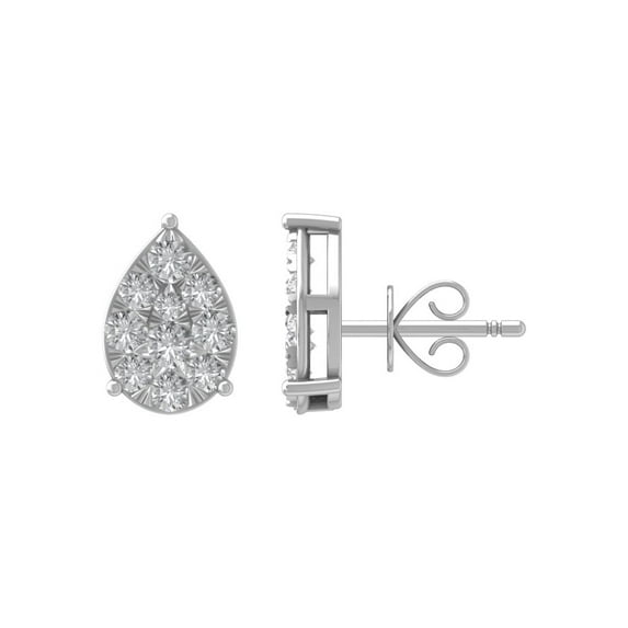 ARAIYA Sterling Silver Round Lab Grown Diamond Stud Earrings (1/2 cttw, VS Clarity, D-E Color)