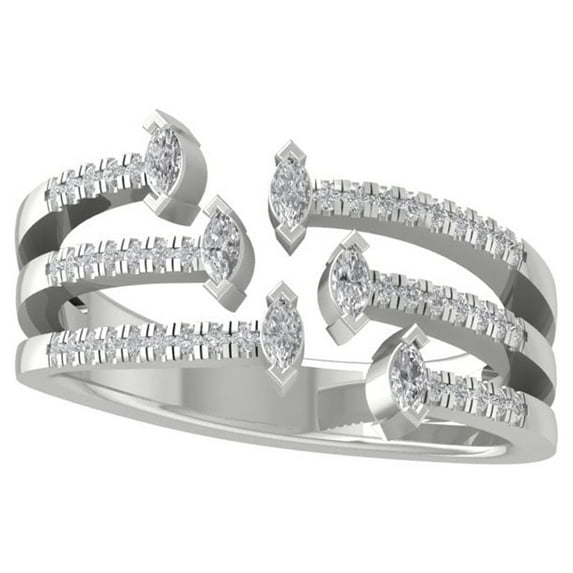 ARAIYA Sterling Silver Round and Marquise-shape Diamond Fashion Band Ring (1/3 cttw, I-J Color, I2-I3 Clarity), Size 5.5