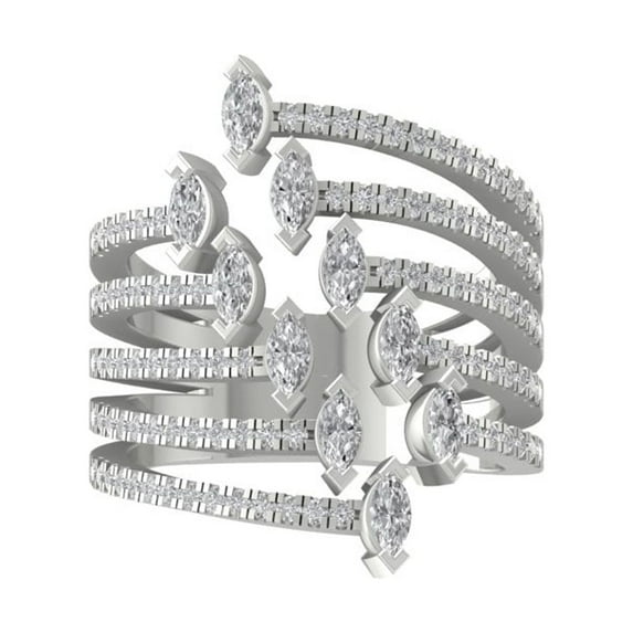 ARAIYA Sterling Silver Round and Marquise-shape Diamond Fashion Band Ring (1 cttw, I-J Color, I2-I3 Clarity), Size 9.5