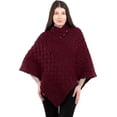 thumbnail image 1 of ARAN ISLE Ladies Poncho 100% Virgin Wool Aran Cable Knit Shawl Neck with Buttons Sweater, 1 of 2